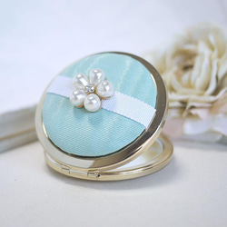豐滿可愛珍珠花緊緻鏡（薄荷綠） 第1張的照片