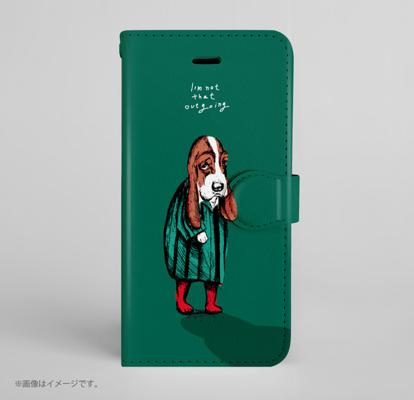 Original手帳型iPhoneケース「犬見知りの犬」 1枚目の画像
