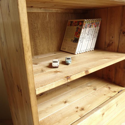 サイズオーダー可！○3扉キャビネットラック○ナチュラルブラウン無垢