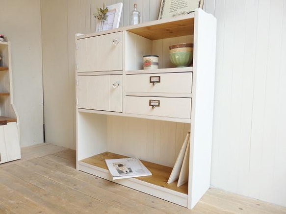 デザインオーダー可！ワイドロータイプ4扉キャビネットナチュラルブラウン受注製作 デザインオーダー可！ワイドロータイプ4扉キャビネット