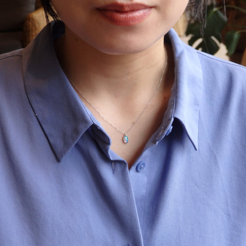 オパール　ブルーホワイト　3連ネックレス　美品 Clackers white 京都オパール k14gf ネックレス | popy-k