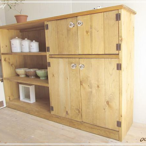 サイズ、デザインオーダー可！超ワイド4扉ローラック○シャビー