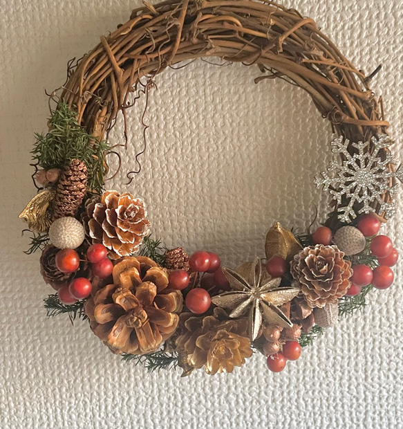 受注制作】アンティークカラーのクリスマスリース リース BrightBerry