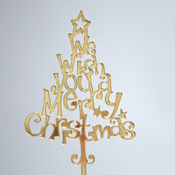 クリスマスツリー型ケーキトッパー　"We wish you a merry Christmas" 4枚目の画像