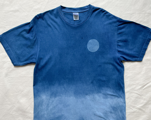 送料無料 藍染Tシャツ DEEP BLUE MOON 月 海 絞り染め Tシャツ