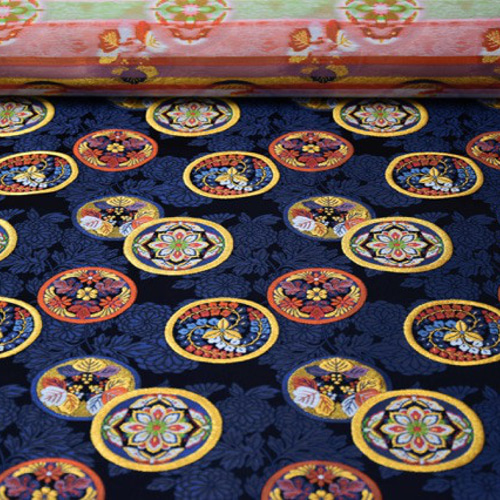 黄色唐草 唐草龍鳳凰 柄のきんらん 衣装生地販売 和柄生地なら都香庵