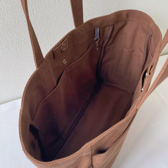 【15種顏色可選】「Box Tote」通勤尺寸/倉敷帆布8號【客製化】 第3張的照片