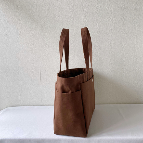 【15種顏色可選】「Box Tote」通勤尺寸/倉敷帆布8號【客製化】 第2張的照片