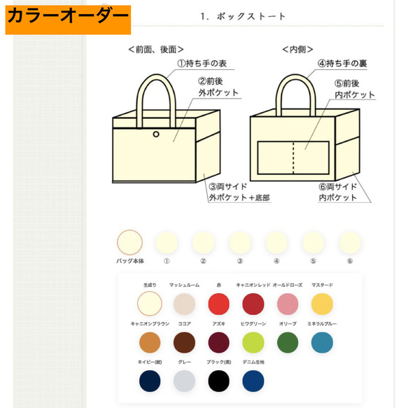 【15種顏色可選】「Box Tote」通勤尺寸/倉敷帆布8號【客製化】 第11張的照片