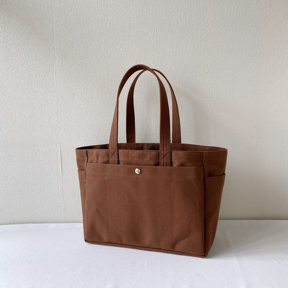 【15種顏色可選】「Box Tote」通勤尺寸/倉敷帆布8號【客製化】 第1張的照片