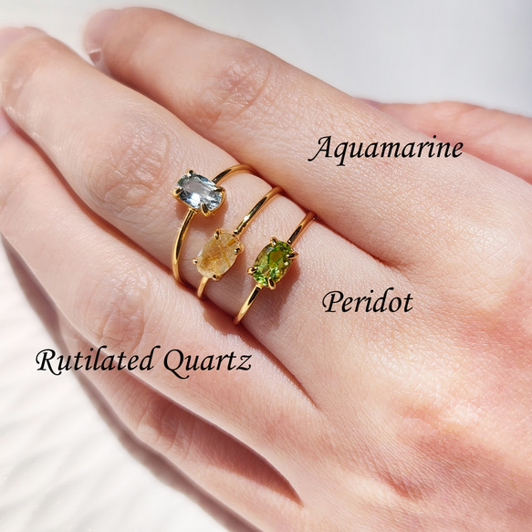 アクアマリン6mmのオーバルファセット爪留めリング・縦横可　～海の水 7枚目の画像