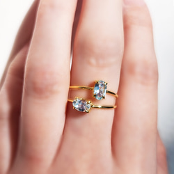 アクアマリン6mmのオーバルファセット爪留めリング・縦横可　～海の水 2枚目の画像