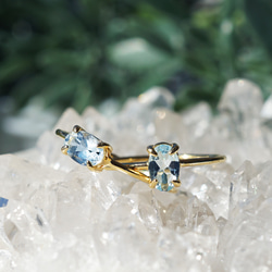 アクアマリン6mmのオーバルファセット爪留めリング・縦横可　～海の水 6枚目の画像