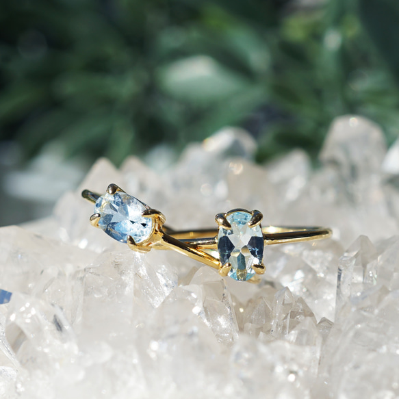 アクアマリン6mmのオーバルファセット爪留めリング・縦横可　～海の水 6枚目の画像