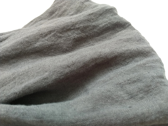亞麻頭巾...灰色...薄 第6張的照片
