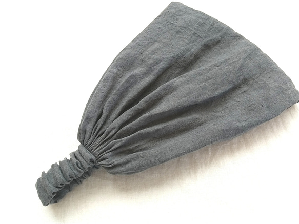 亞麻頭巾...灰色...薄 第4張的照片