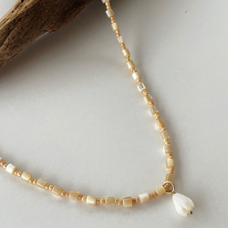 14kgf マザーオブパールとピカケトップのネックレス 4枚目の画像