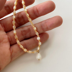 14kgf マザーオブパールとピカケトップのネックレス 5枚目の画像