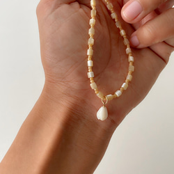 14kgf マザーオブパールとピカケトップのネックレス 6枚目の画像