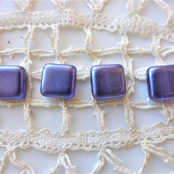 4顆方形珍珠藍紫色捷克珠 第1張的照片