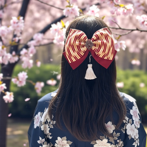 送料無料】卒業式 袴 髪飾り リボン 赤 レトロ 大正ロマン 乙女の