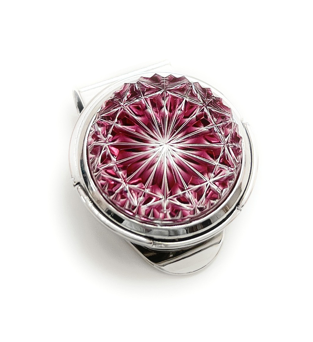 東京切子ゴルフマーカー　菊  ライト金赤