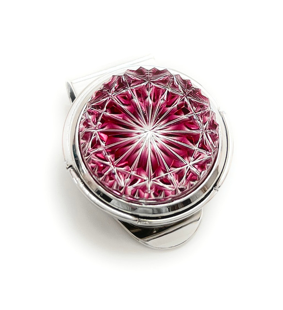 東京切子ゴルフマーカー　菊  ライト金赤 5枚目の画像