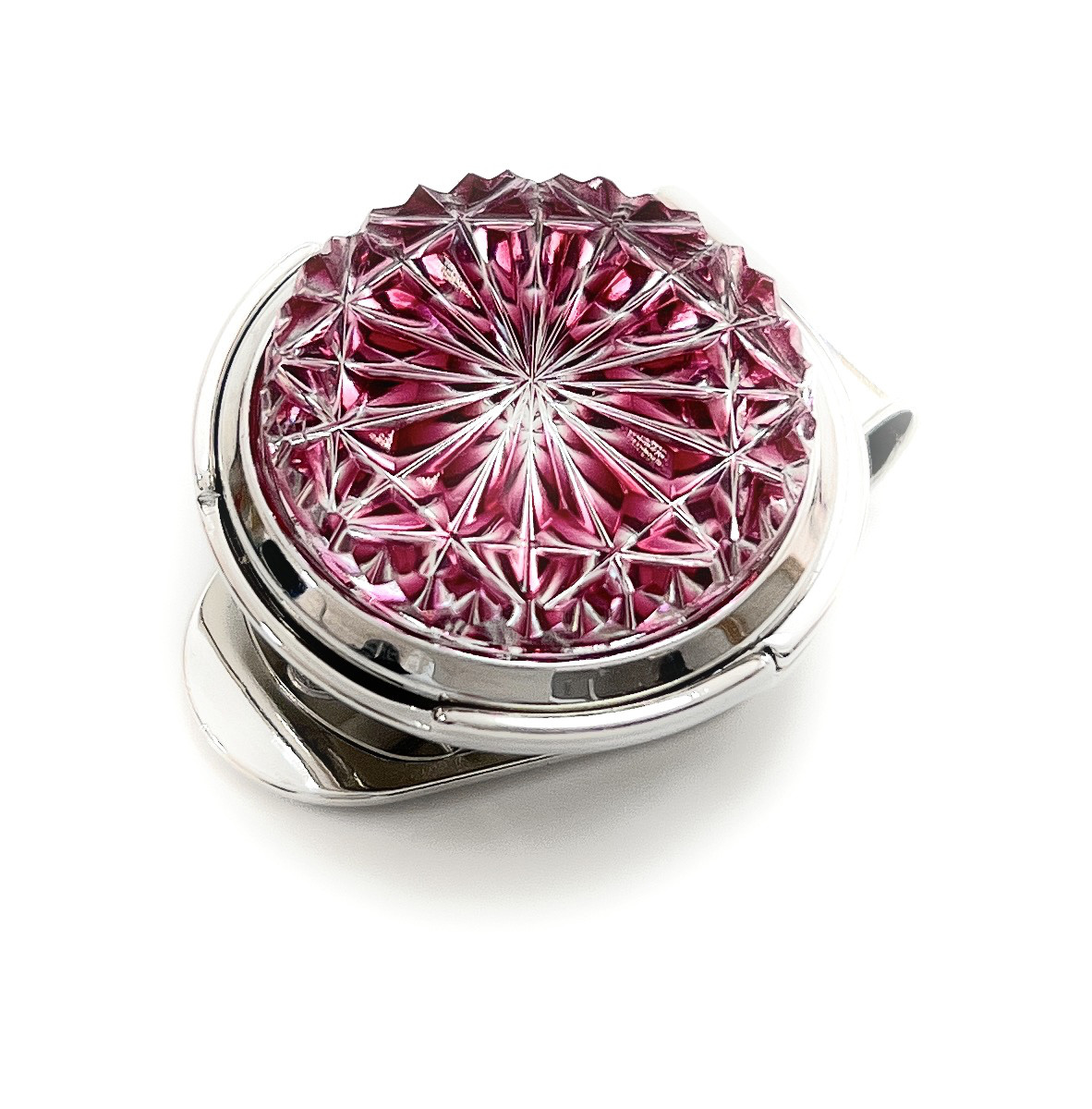 東京切子ゴルフマーカー　菊  ライト金赤