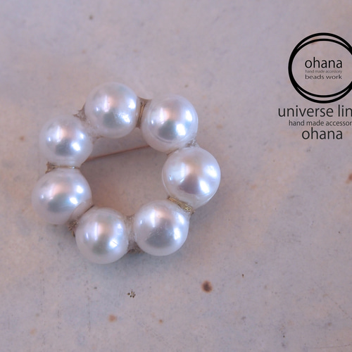 ohana brooch - circle pearl [淡水バロックパール 大粒パール