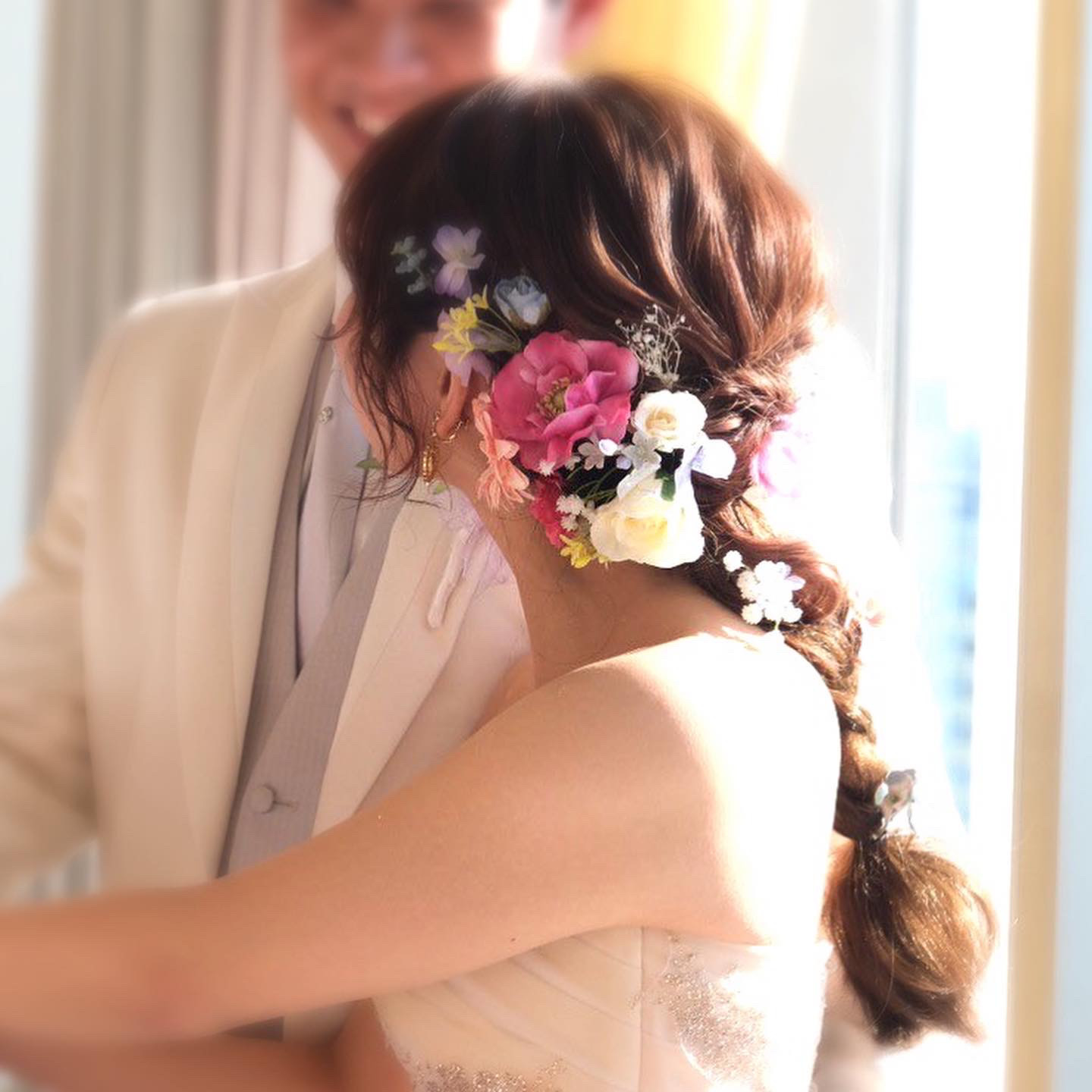 セミオーダー可能　優しいパステルカラーのクラッチブーケ,ブートニアセット