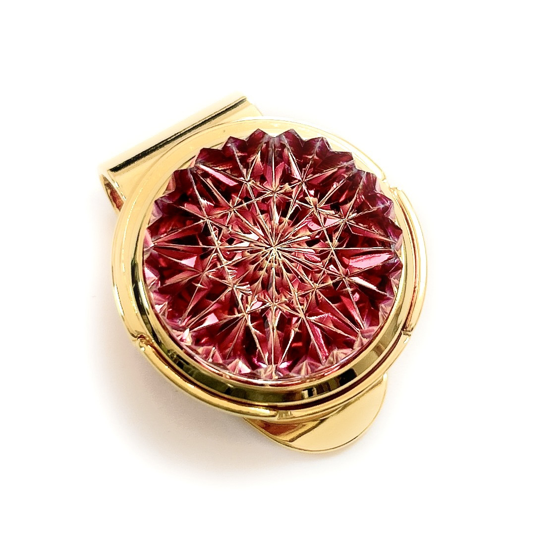 東京切子ゴルフマーカー　ひまわり　金赤ゴールド