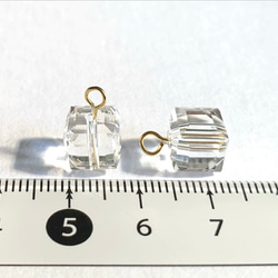 【天然石チャーム】クリスタル　キューブカット　8ｍｍ　1個　ハンドメイド素材 5枚目の画像