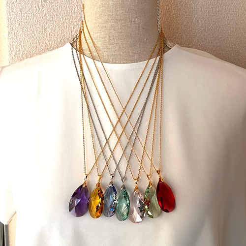 スワロフスキー☆ネックレスチェーンの長さ☆37cm-70cm見本 ネックレス