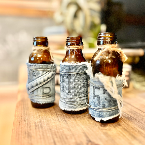 再販》デニムmixリメイク瓶・JUNKティスト・3本セット No.2827