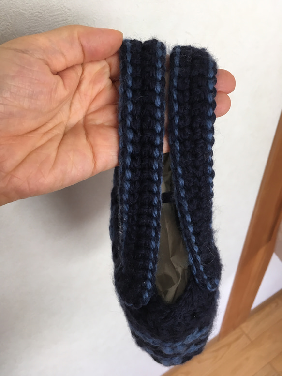 冬の小さな手編みバッグ 〈紺色〉 11枚目の画像