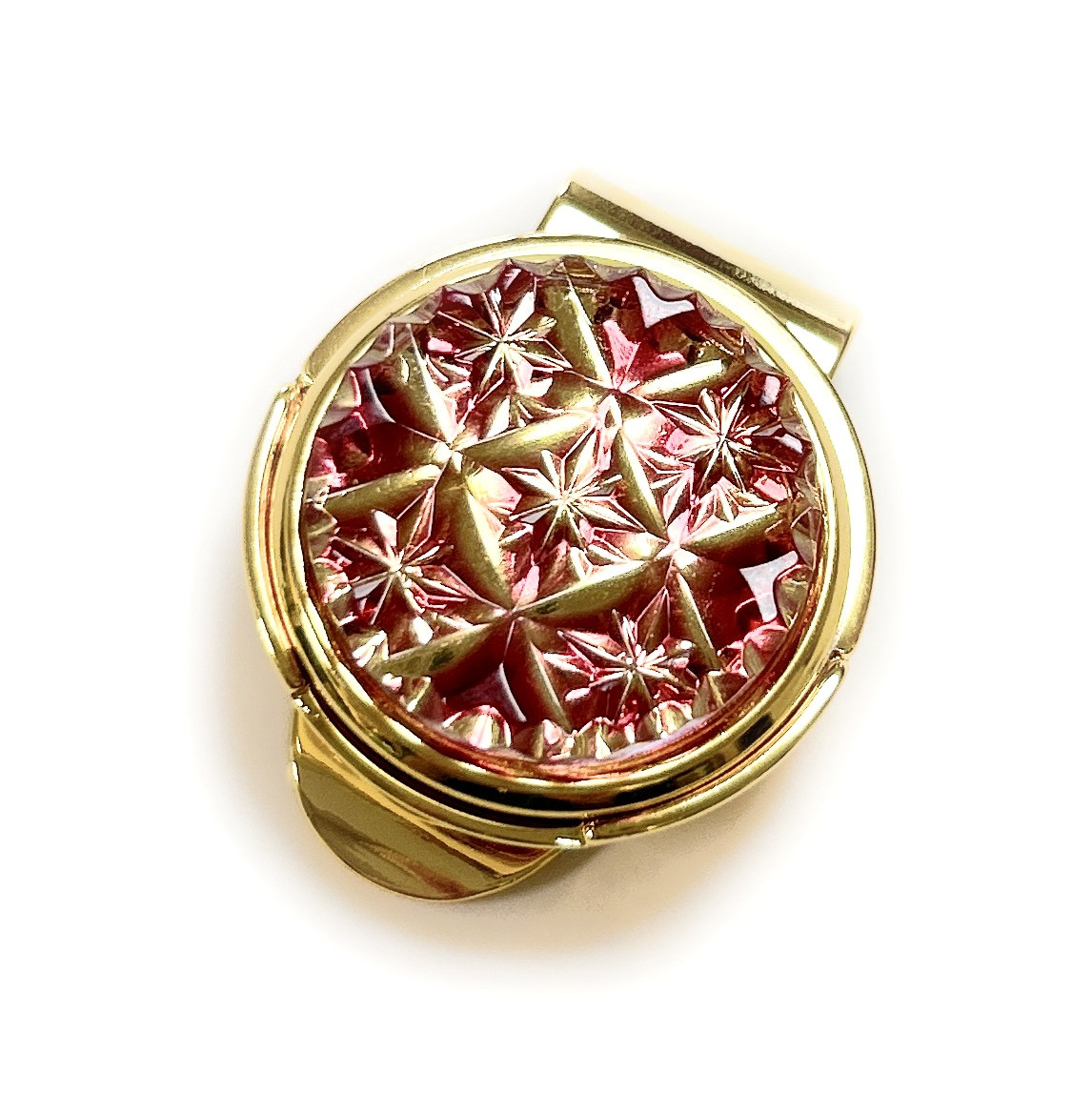 東京切子ゴルフマーカー　輝七宝　～かがやきしっぽう～　金赤・ゴールド