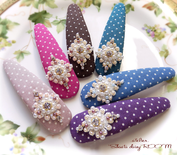 Crystal Bijou & Pearl Beads*长扣式发夹*Big Size*VIOLETⅡ 第10張的照片