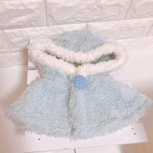 送料無料】【ねこのぬいぐるみSサイズ】水色ポンチョ【ぬいぐるみ