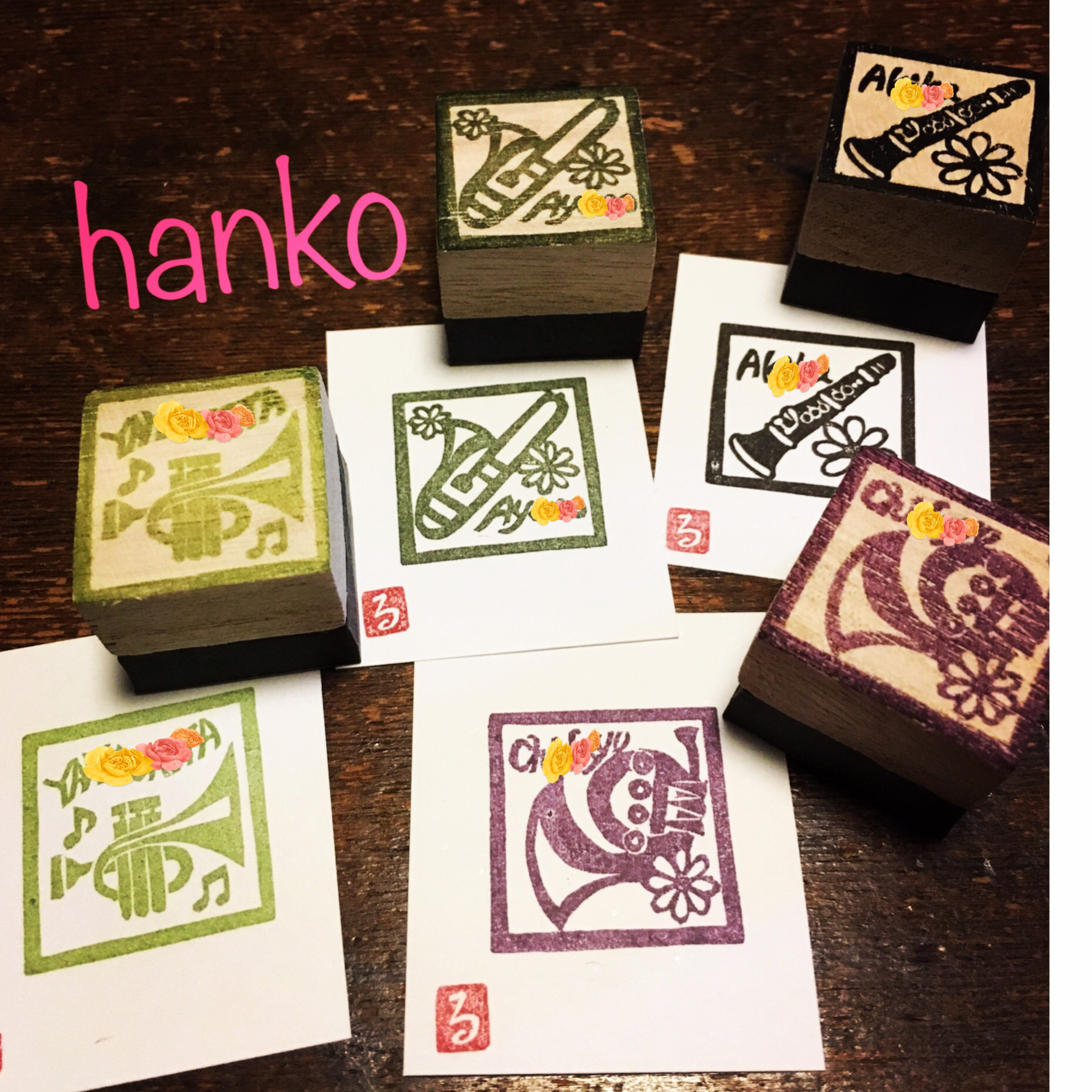 ♬〓見本画像〓《名入れ》楽器はんこ【各種◆3㎝四方】