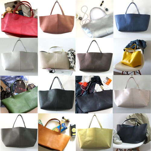 ハンドメイド　ヌメ本革　トートバック　クリーマー　グレー　★新品／未使用品★ OTONA eco-bag Mサイズ グレージュ 本革製 トートバッグ トート