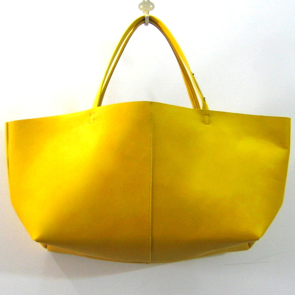 OTONA eco-bag Mサイズ カラシ　本革製　トートバッグ 2枚目の画像