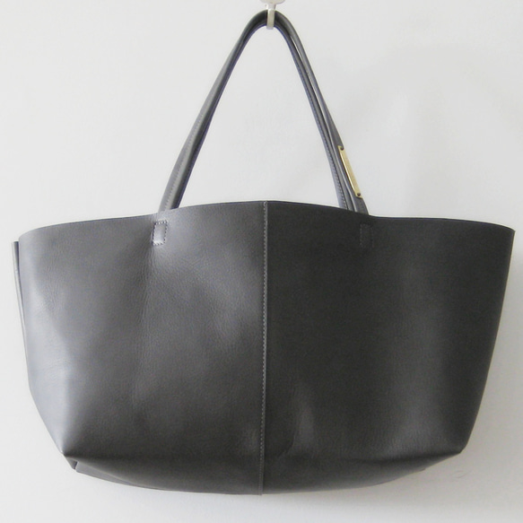 OTONA eco-bag Mサイズ クロームグレイ　本革製  トートバッグ 1枚目の画像