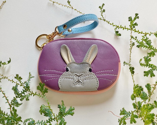 ひょこみみウサギのマメポ【うす灰】 小銭入れ・コインケース ies