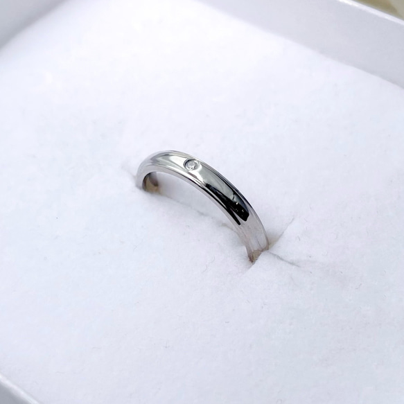 ◆＊雪の結晶＊◆煌くリング**キュービックジルコニア付き 指輪 名入れ刻印対応（1本価格）アレルギ－フリ－ 1枚目の画像