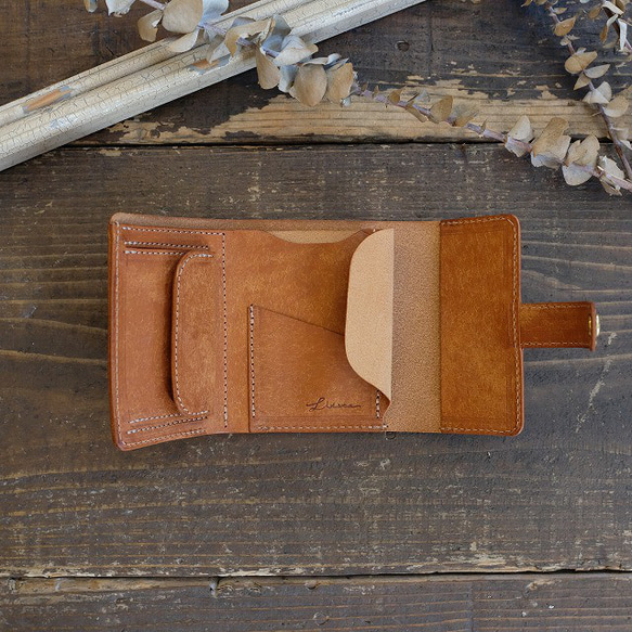 手のひらサイズの三つ折り財布 / MitsuOri Wallet  *CAMEL 3枚目の画像