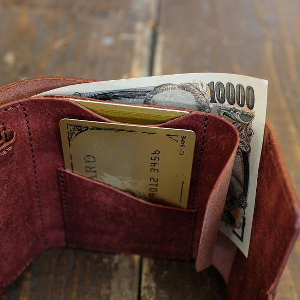 手のひらサイズの三つ折り財布 / MitsuOri Wallet  *BRICK RED 5枚目の画像