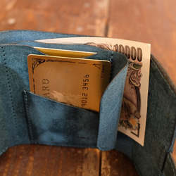 MitsuOri Wallet / BLUE GREEN *小さい財布*三つ折り財布*ミニ財布*革財布 5枚目の画像