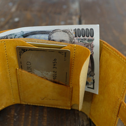 MitsuOri Wallet / YELLOW *小さい財布*三つ折り財布*ミニ財布*革財布 5枚目の画像