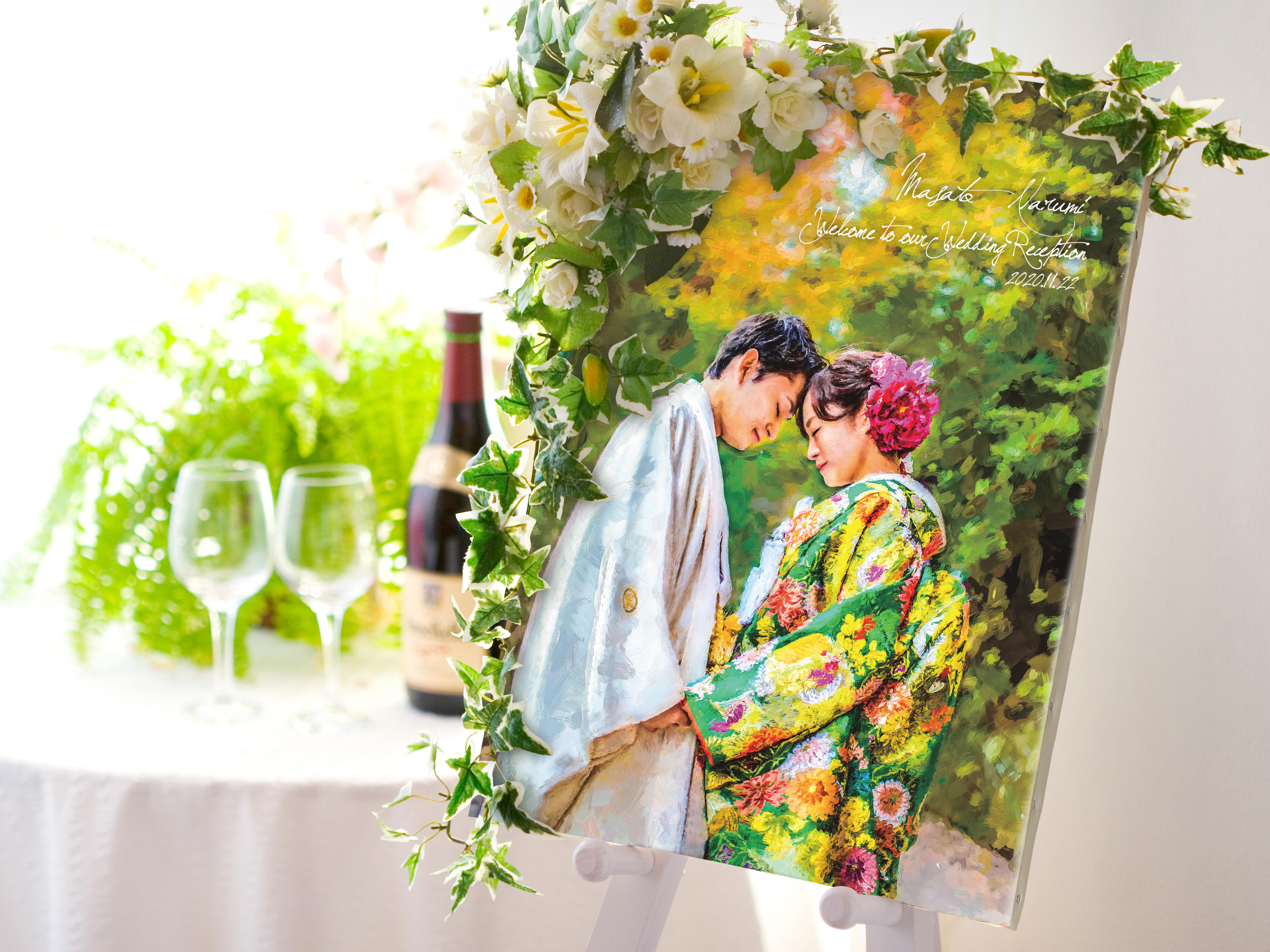 送料無料！【ウェルカムボード】油絵風キャンバスプリント《M12サイズ：606mm×410mm》