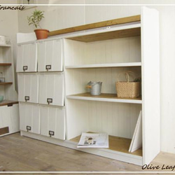 サイズオーダー可！超ワイドキャビネット○シャビーホワイト無垢材